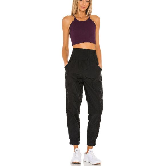 Free People Movement Women's Size Medium Black Way Home Joggers Smocked Waist - Picture 4 of 10